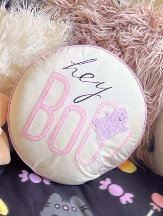 Round 'Hey Boo!' Halloween Pillow