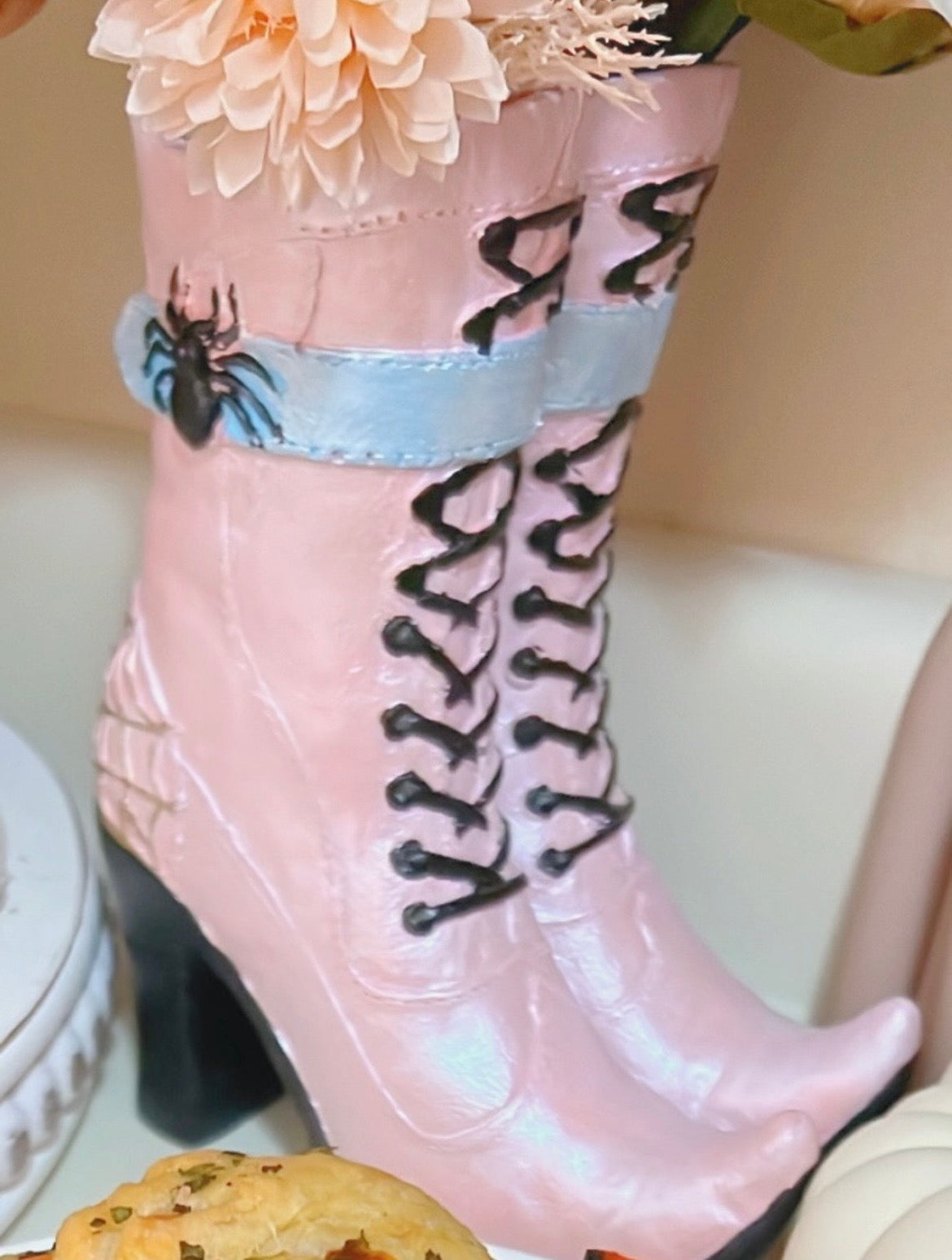 Pink and Blue Witch Boots Vase