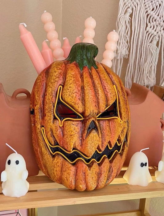 Orange Jack-O'-Lantern Mask with Lights