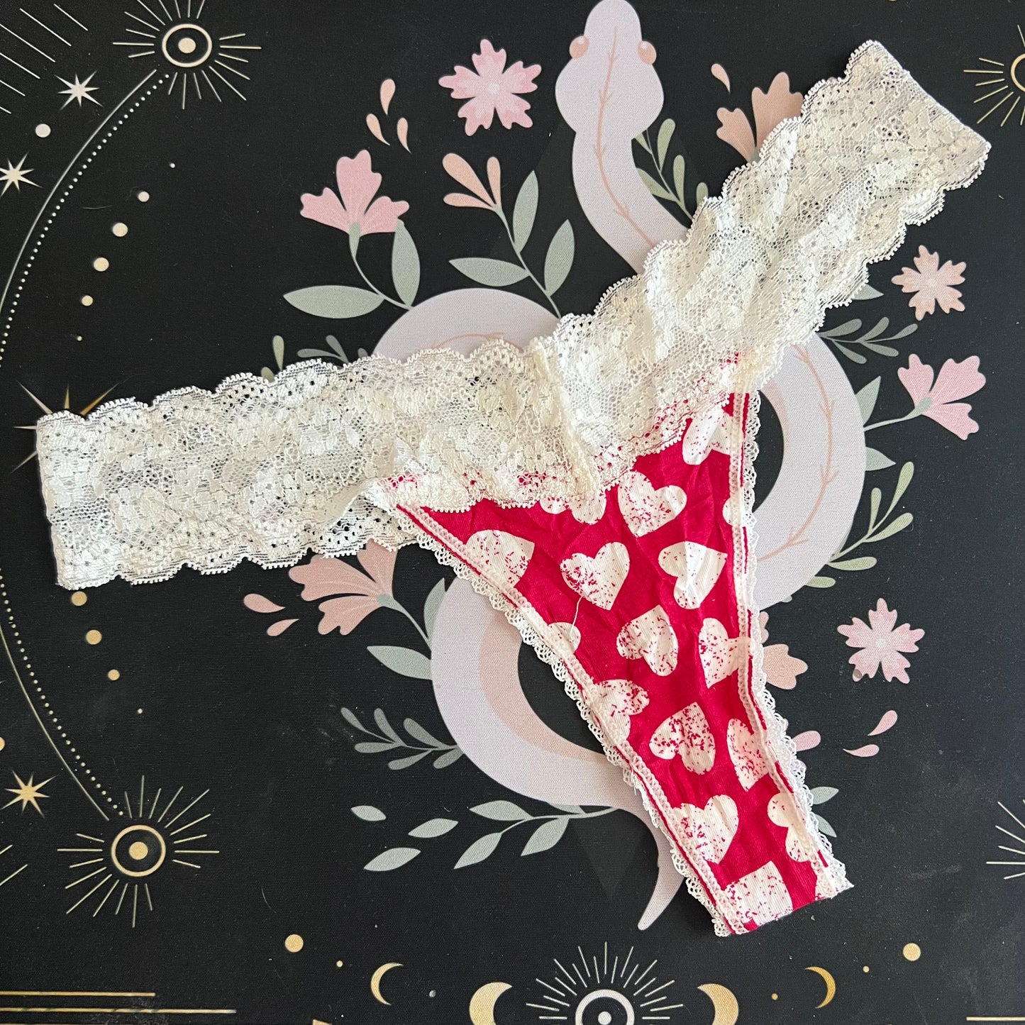Red and White Heart Thong