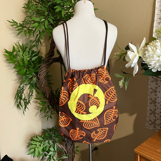 Animal Crossing Brown Drawstring Backpack