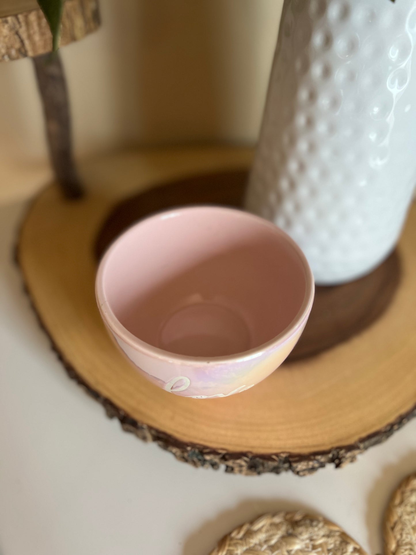 Iridescent Pink Ceramic Bowl