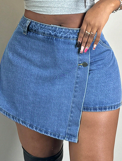 Asymmetrical Demin Mini Skort