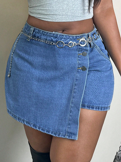 Asymmetrical Demin Mini Skort