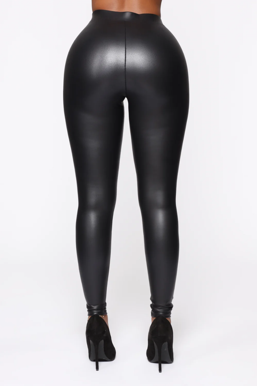 Black Faux Leather High-Waist Leggings