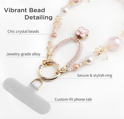 Pink Blossom Phone Strap with Charms