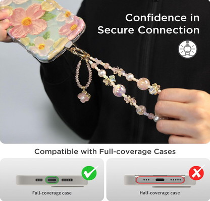 Pink Blossom Phone Strap with Charms