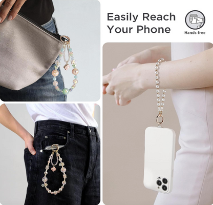 Pink Blossom Phone Strap with Charms