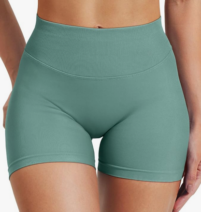 High Waist Sculpting Athletic Shorts in Seafoam Green