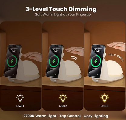 Snail-Shaped Wireless Charging Stand with Night Light