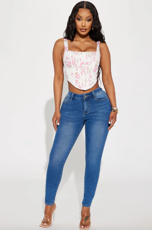 Blue Mid-Rise Skinny Jeans