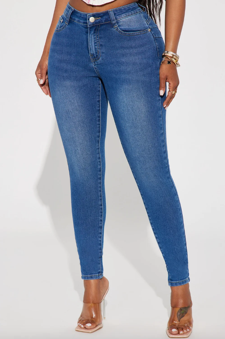 Blue Mid-Rise Skinny Jeans