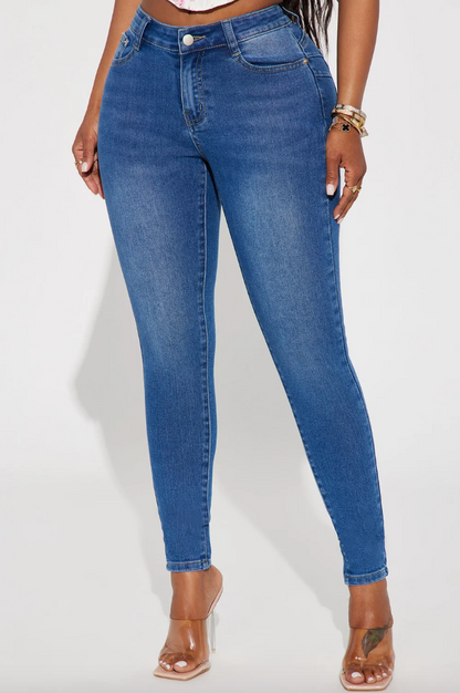 Blue Mid-Rise Skinny Jeans