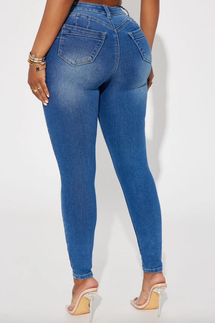 Blue Mid-Rise Skinny Jeans