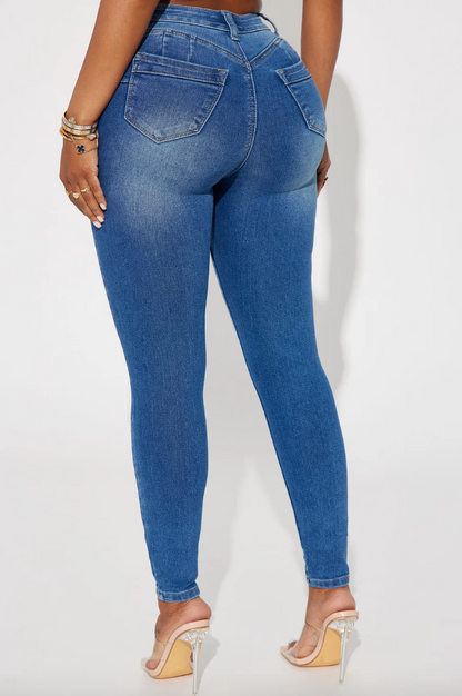 Blue Mid-Rise Skinny Jeans