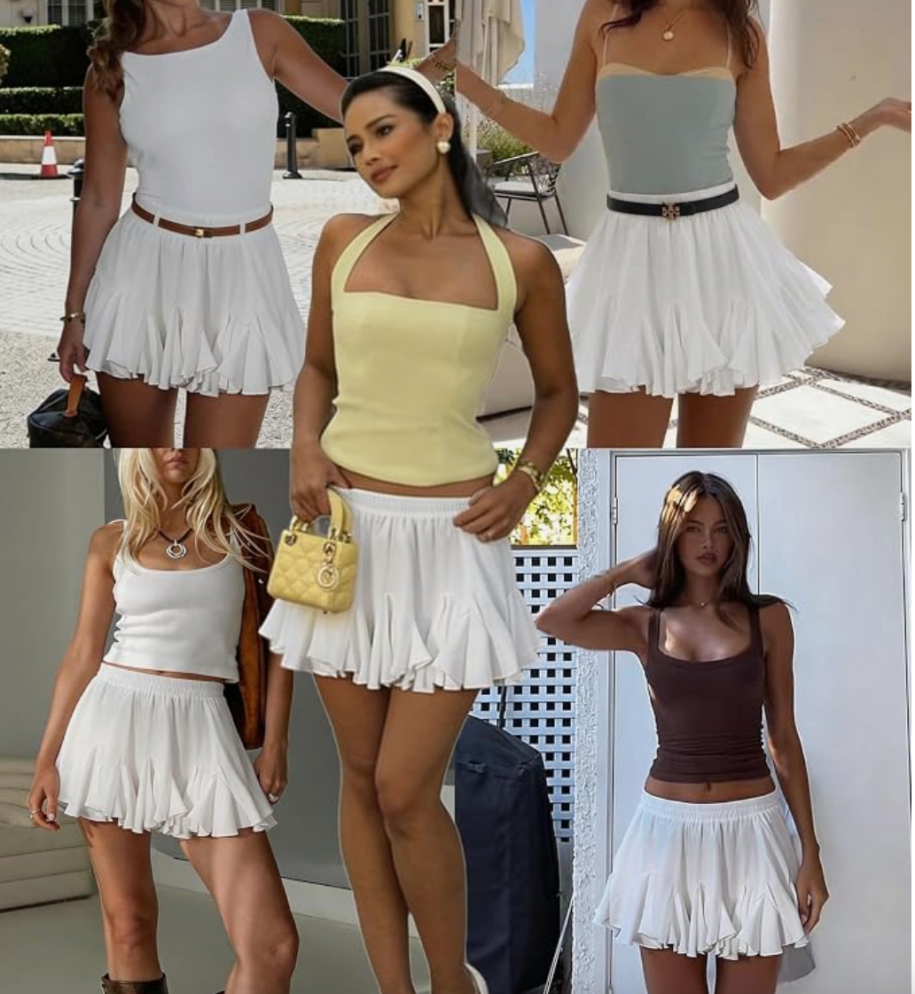 White Mini Ruffle Skirt