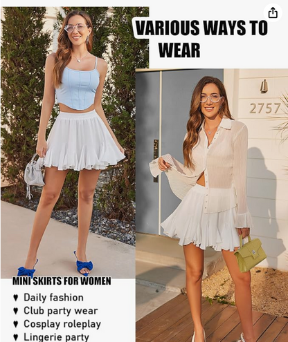 White Mini Ruffle Skirt