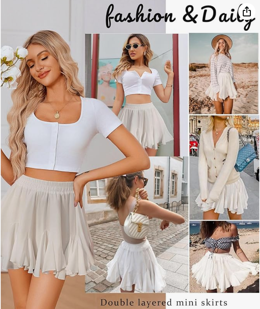 White Mini Ruffle Skirt