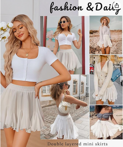 White Mini Ruffle Skirt