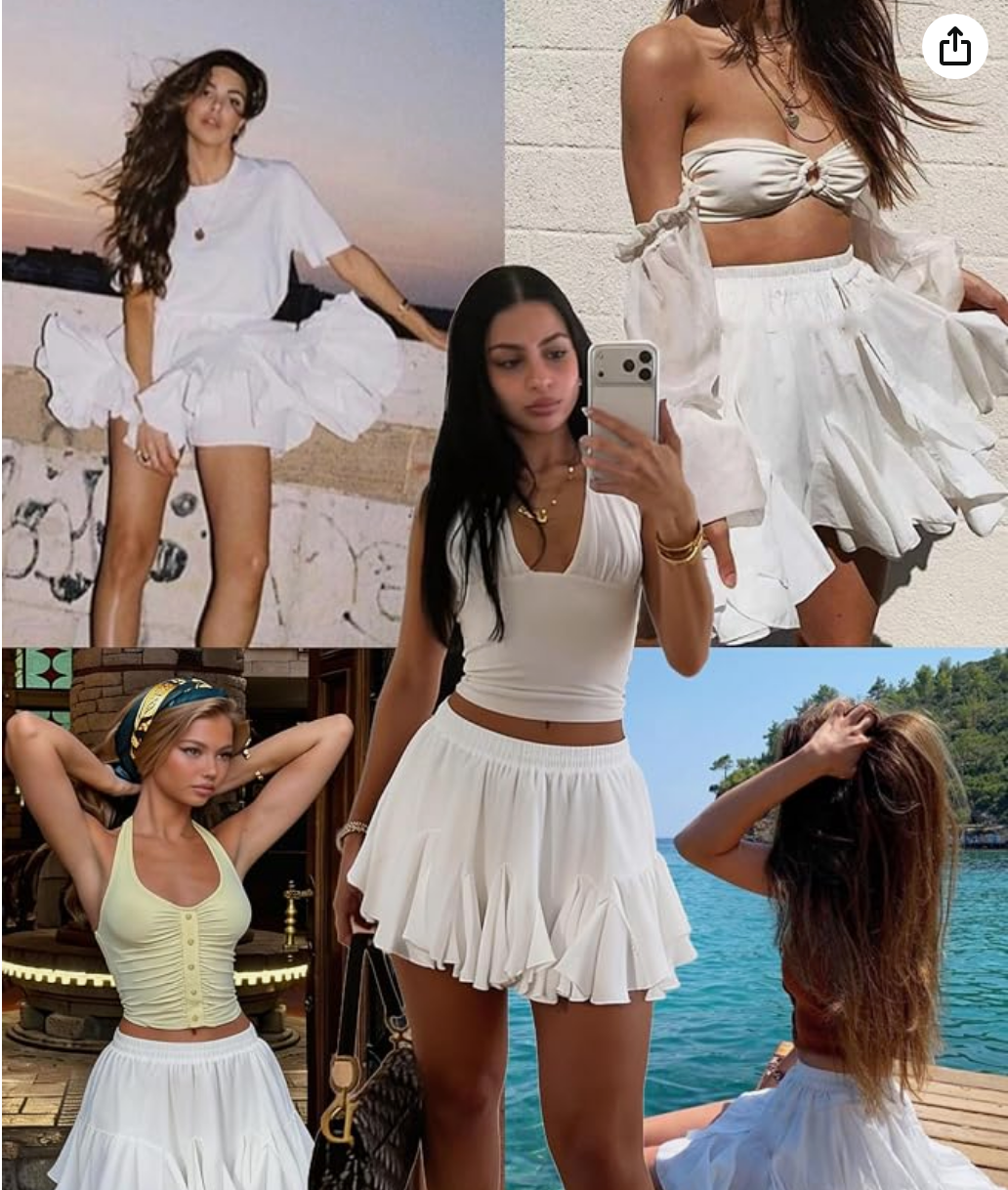 White Mini Ruffle Skirt