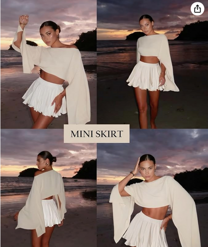 White Mini Ruffle Skirt
