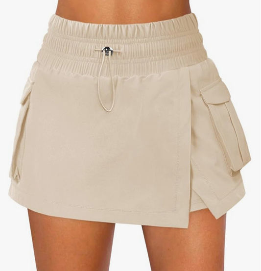 Beige Cargo Skort