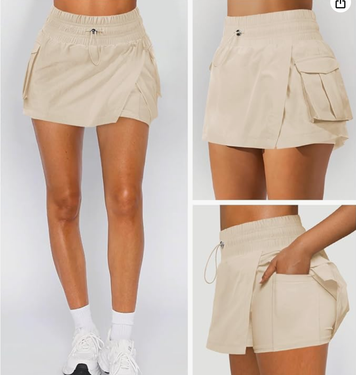 Beige Cargo Skort