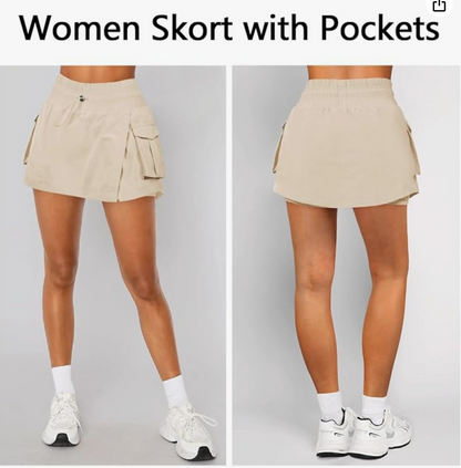 Beige Cargo Skort