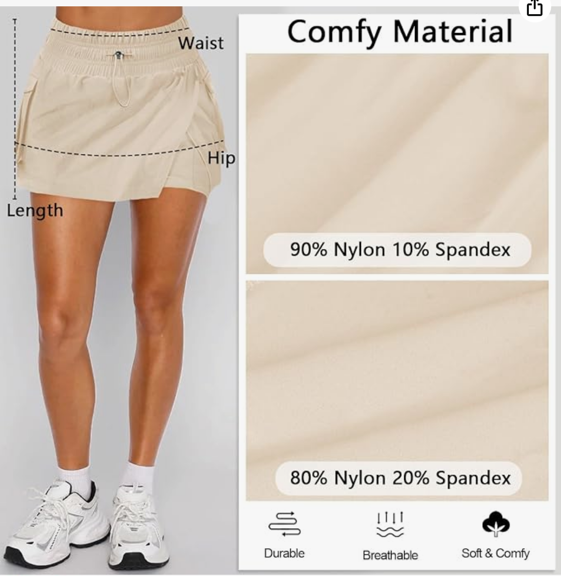 Beige Cargo Skort