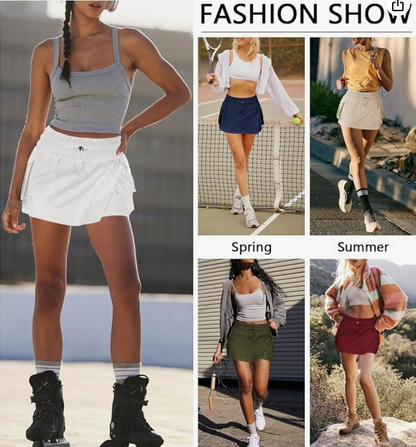 Beige Cargo Skort