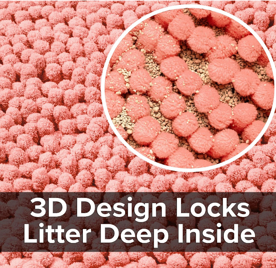 Plush Pink Pet Litter Mat