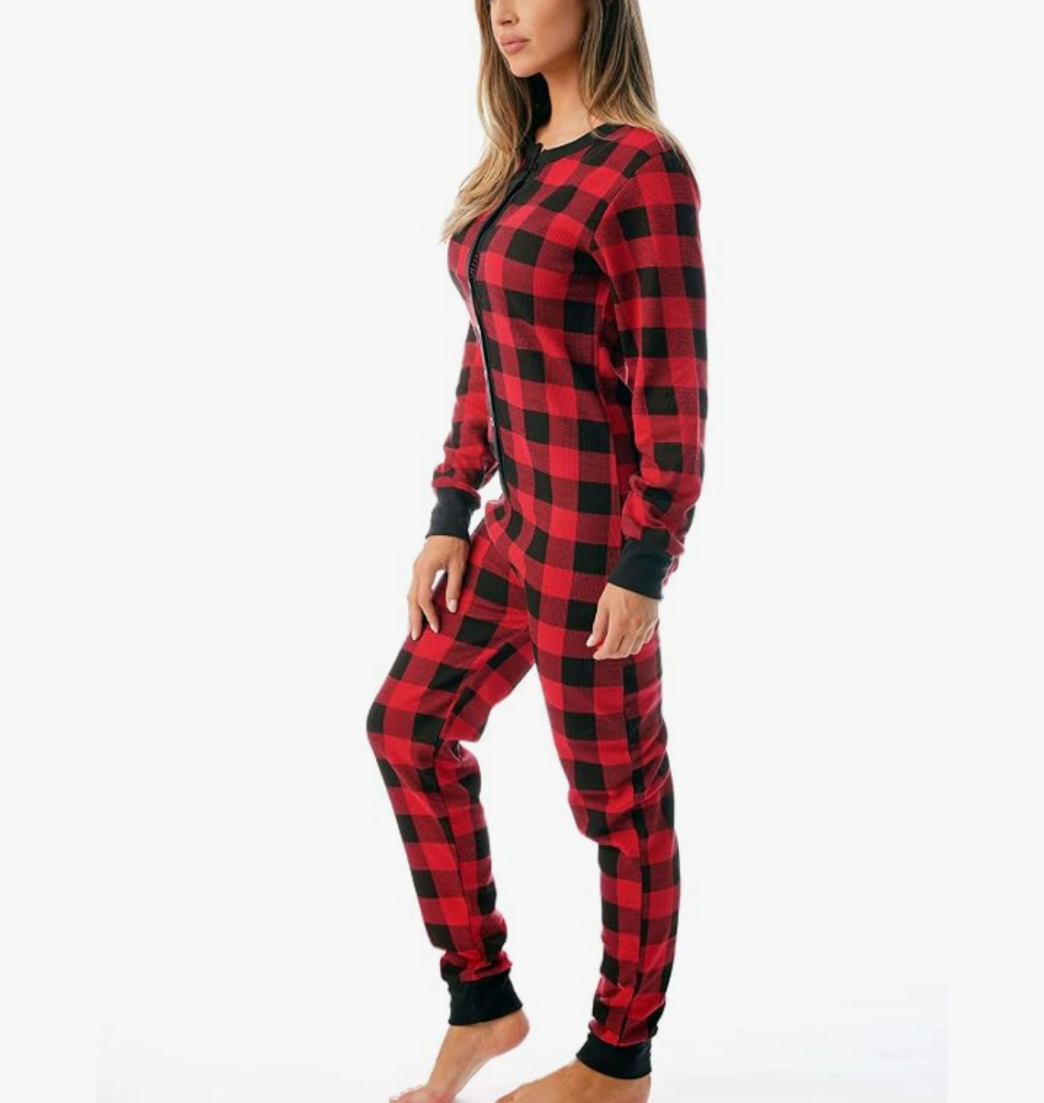 Red and Black Plaid Jumpsuit