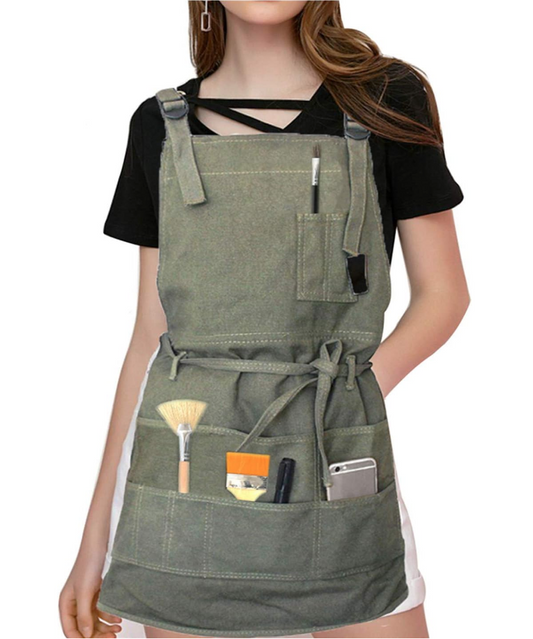Adjustable Canvas Utility Apron in Olive