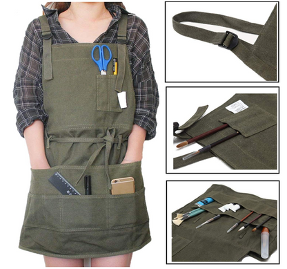 Adjustable Canvas Utility Apron in Olive