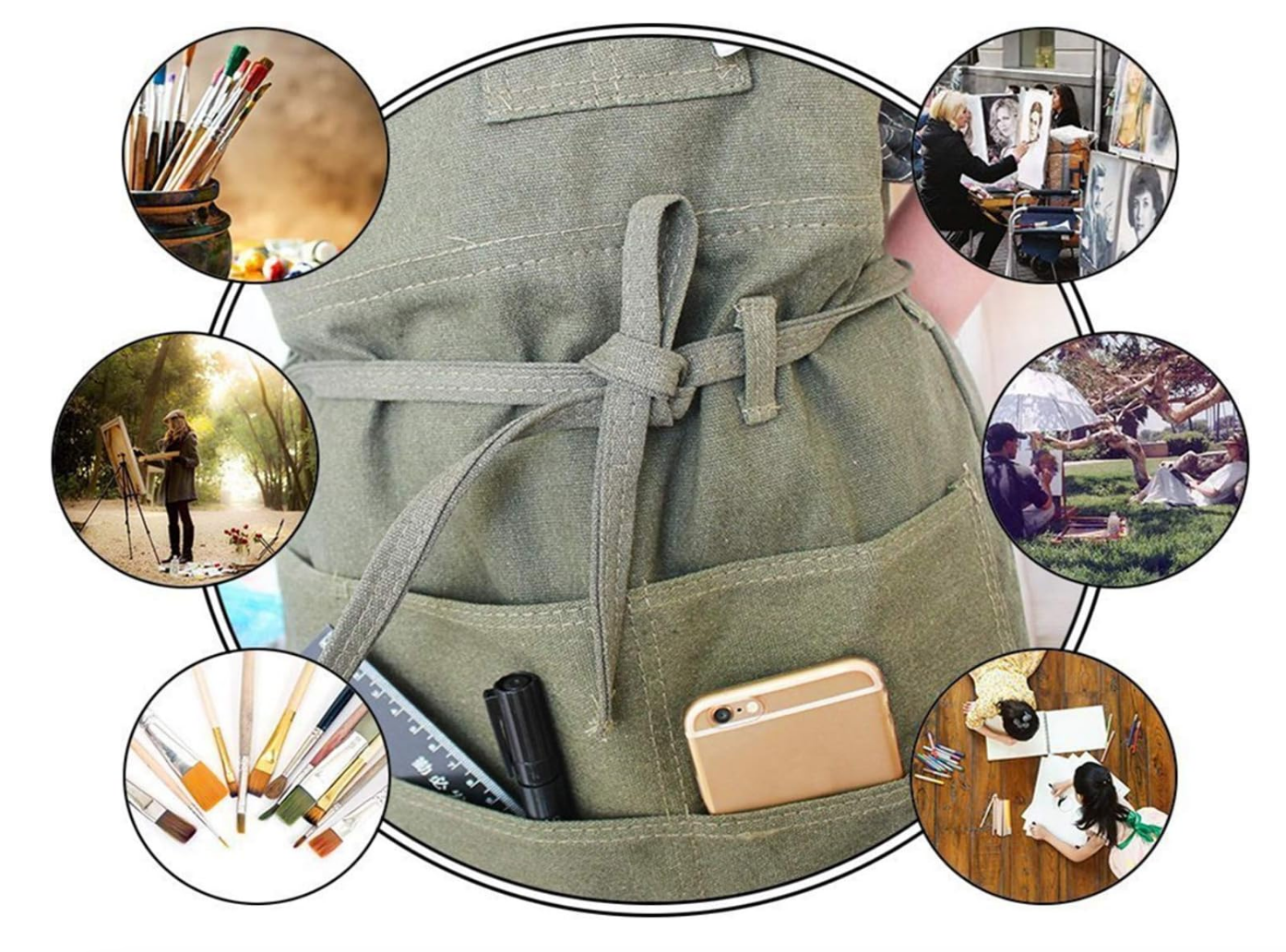 Adjustable Canvas Utility Apron in Olive