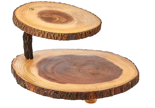 Two-Tier Acacia Wood Serving Stand