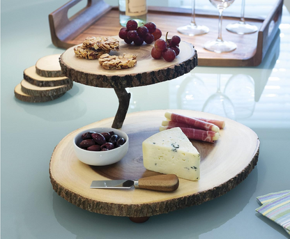 Two-Tier Acacia Wood Serving Stand
