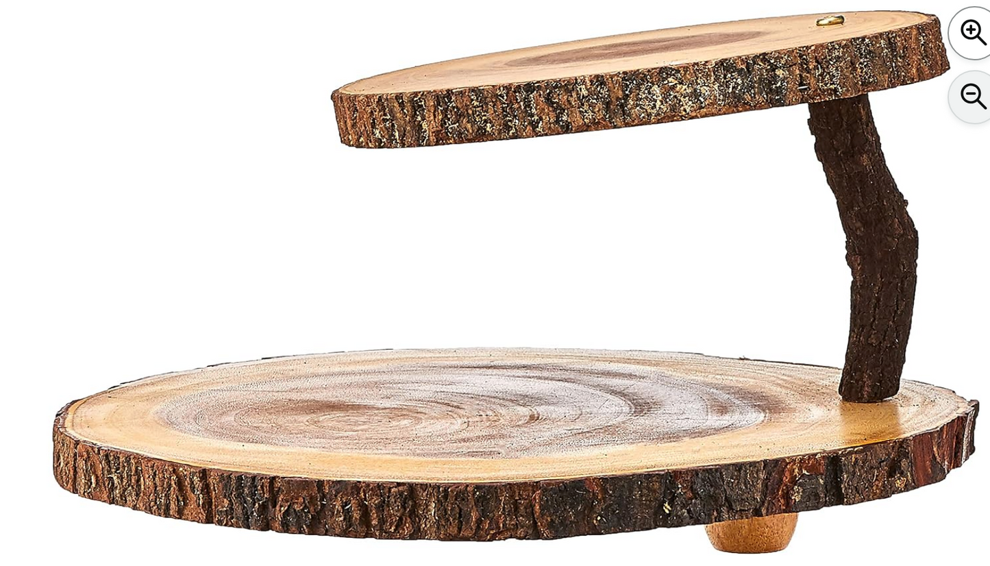 Two-Tier Acacia Wood Serving Stand