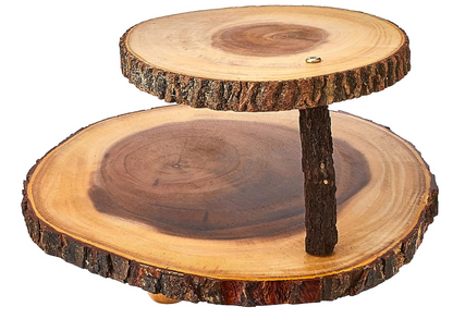 Two-Tier Acacia Wood Serving Stand