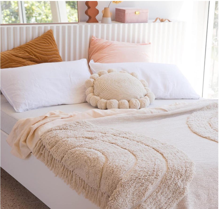 Light Beige Throw Blanket