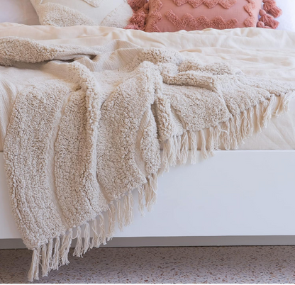 Light Beige Throw Blanket