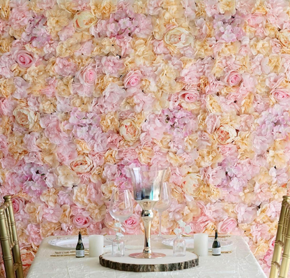 Pink and Cream Floral Wall Panel (Set of 4)