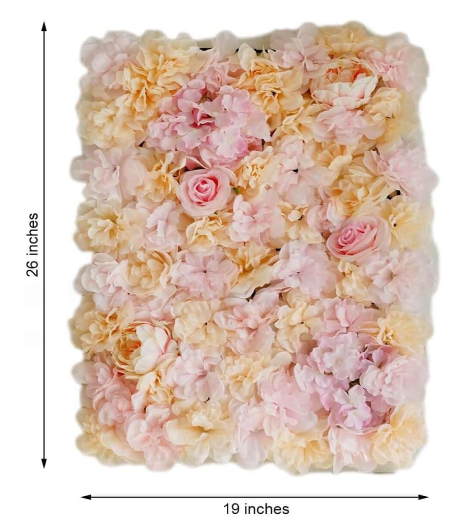 Pink and Cream Floral Wall Panel (Set of 4)