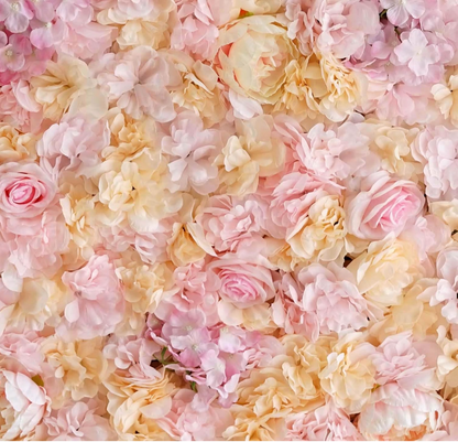 Pink and Cream Floral Wall Panel (Set of 4)