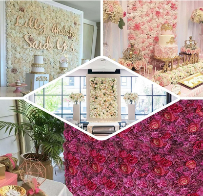 Pink and Cream Floral Wall Panel (Set of 4)