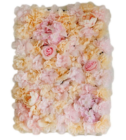 Pink and Cream Floral Wall Panel (Set of 4)