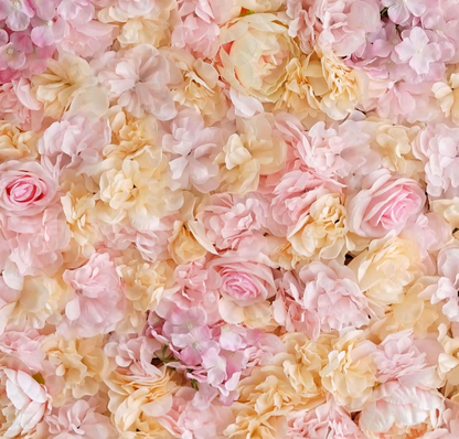 Pink and Cream Floral Wall Panel (Set of 4)