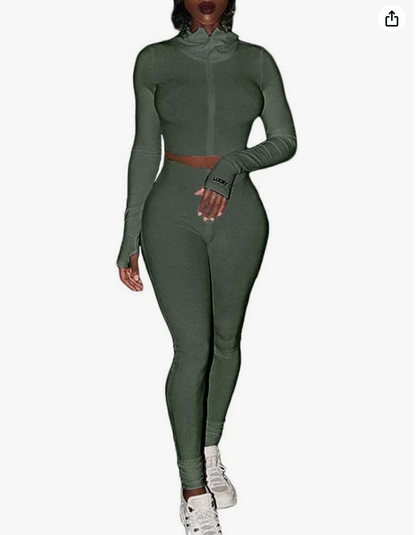 Olive Green Active Two-Piece Set