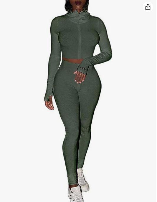 Olive Green Active Two-Piece Set