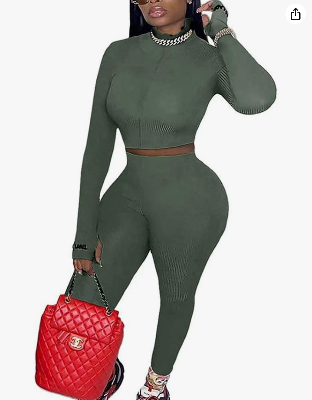 Olive Green Active Two-Piece Set